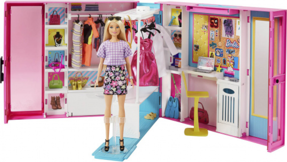 Barbie poppenhuis Droomkast meisjes 46x 32 cm roze 27 delig