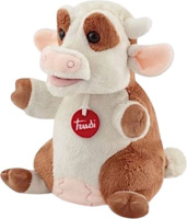 Trudi handpop Koe 24 cm pluche bruin/wit