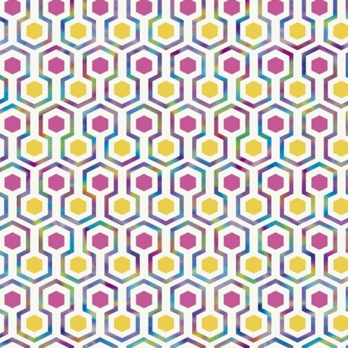 Good Vibes Behang Hexagon Pattern roze en geel