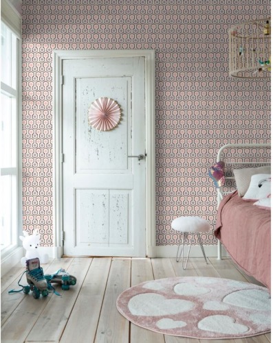 Good Vibes Behang Hexagon Pattern roze en paars