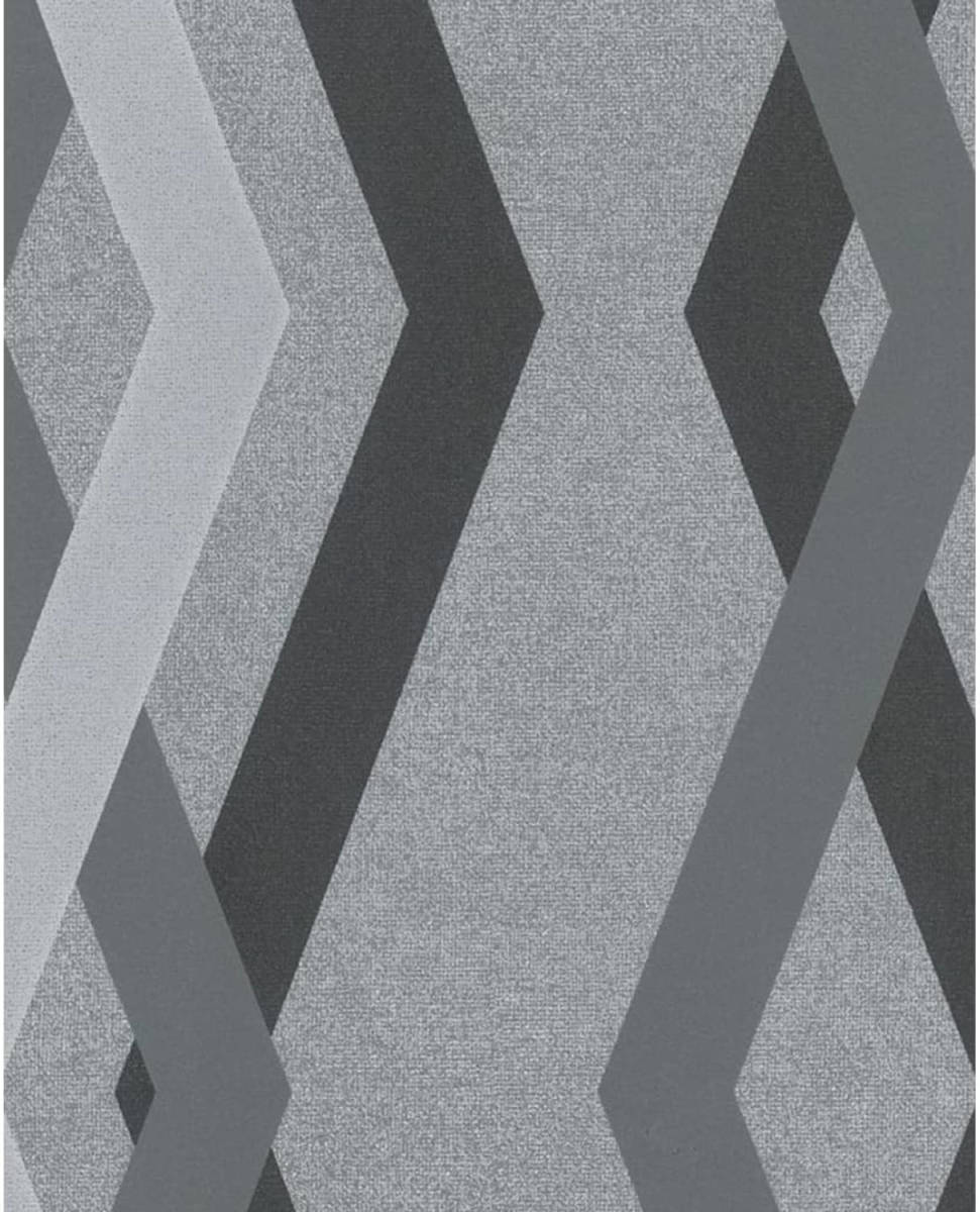 Topchic Behang Graphic Lines Diamonds grijs en zwart