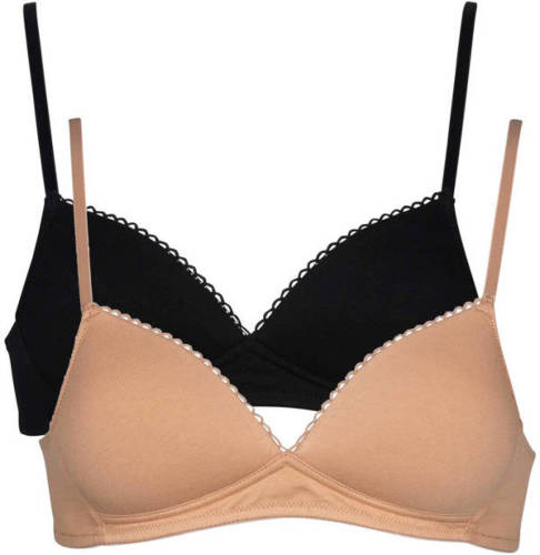 After Eden bh zonder beugel (set van 2) beige/zwart