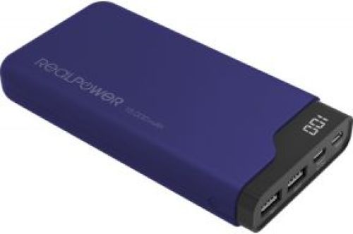 RealPower PB-15000C Navy Blue powerbank 15000 mAh Zwart, Blauw