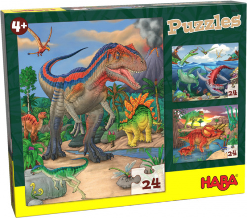 Haba legpuzzel Dinosaurussen 3 in 1 jongens 3 x 24 stukjes