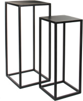Mica Decorations bijzettafel Goa - 30 x 30 x 70 cm - metaal - zwart - set van 2