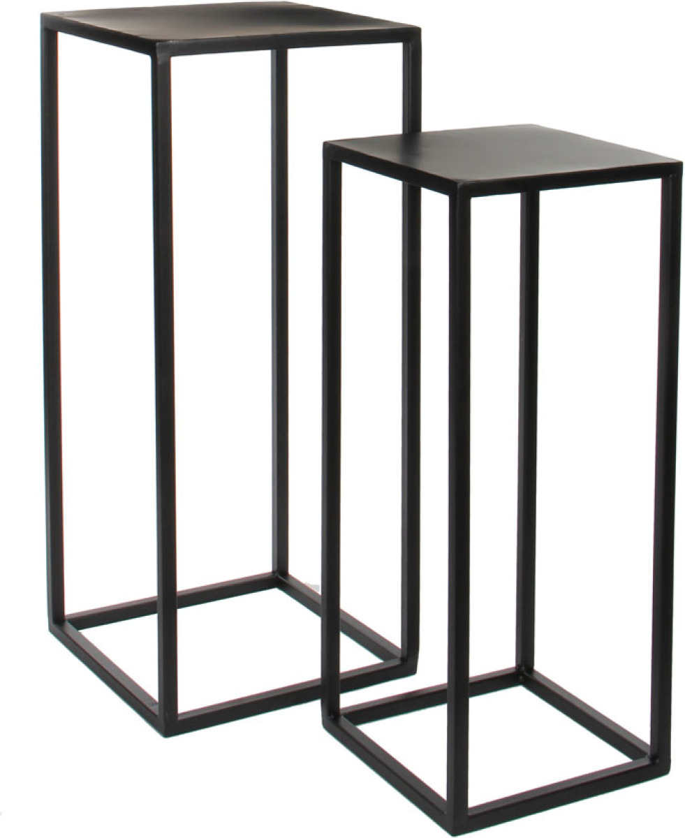 Mica Decorations bijzettafel Goa - 30 x 30 x 70 cm - metaal - zwart - set van 2