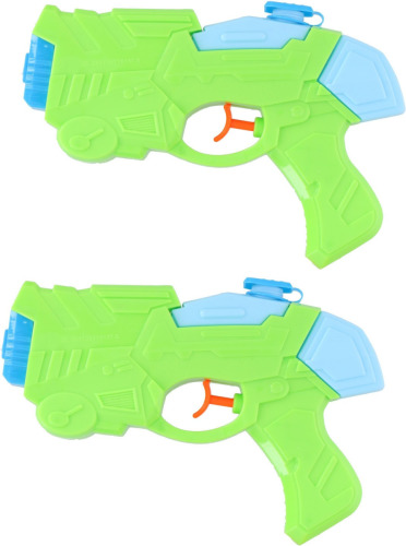 Merkloos 5x stuks Waterpistool/waterpistolen groen 19 cm multikleuren met 30 ml watertank