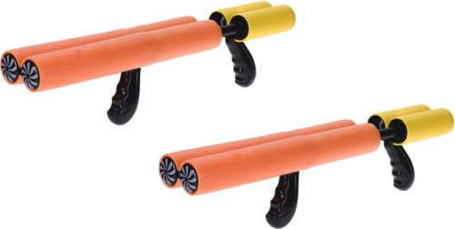 Merkloos 2x Oranje waterpistool/waterpistolen van foam 40 cm met handvat en dubbele spuit