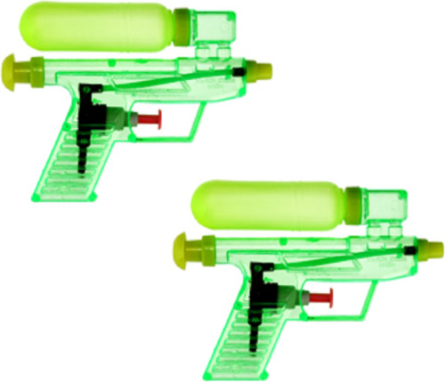 Merkloos 2x Waterpistool/waterpistolen groen 15 cm