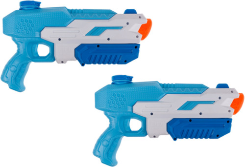 Merkloos 2x Waterpistool/waterpistolen blauw 30 cm