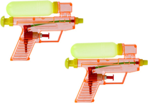 Merkloos 2x Waterpistool/waterpistolen rood 15 cm