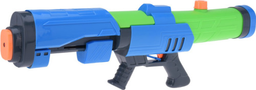 Merkloos 1x Groot waterpistool/waterpistolen 63 cm blauw/groen met pomp