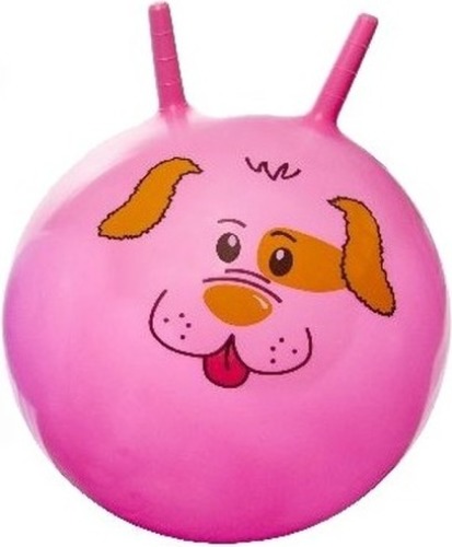 Merkloos Speelgoed skippybal met dieren gezicht roze 46 cm