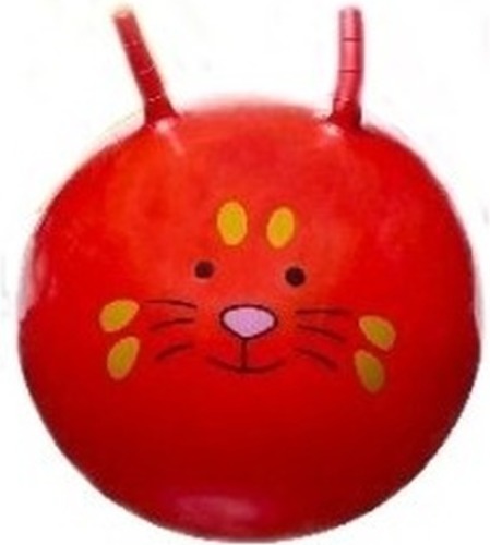 Merkloos Speelgoed skippybal met dieren gezicht rood 46 cm