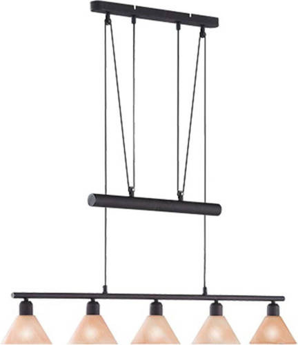 BES LED Led Hanglamp - Hangverlichting - Trion Stomun - E14 Fitting - 5-lichts - Rechthoek - Roestkleur - Aluminium