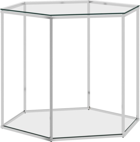 VidaXL Salontafel 60x53x50 cm roestvrij staal en glas zilverkleurig