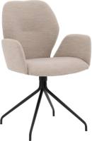 Goossens Eetkamerstoel Hera wit stof met armleuning, modern design