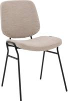 Goossens Eetkamerstoel Hjalmar wit stof met armleuning, modern design