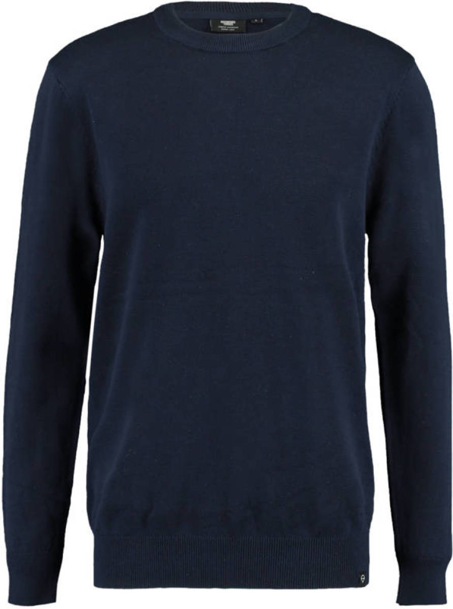 America Today fijngebreide pullover Keith dark blue