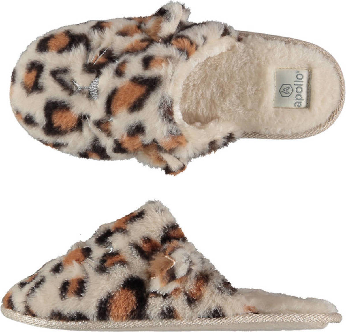Apollo pantoffels met luipaardprint beige