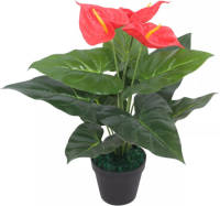 VidaXL Kunst Anthurium Plant Met Pot 45 Cm Rood En Geel