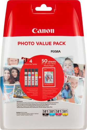 Canon CLI-581 Photo Value Pack + Canon GP-501 Fotopapier