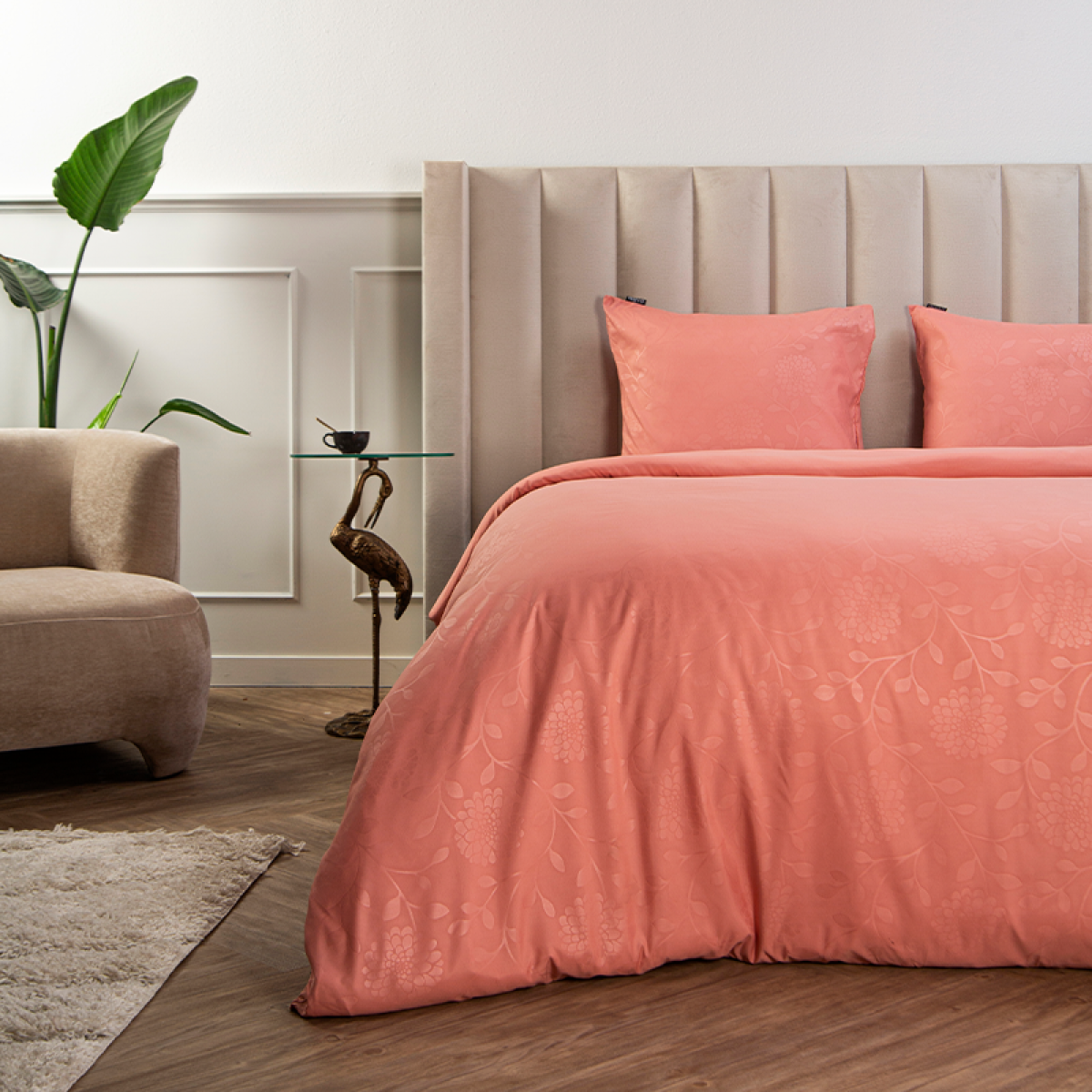 Fresh & Co Embossed Bloem - Roze Lits-jumeaux (240 x 220 cm + 2 kussenslopen) Dekbedovertrek