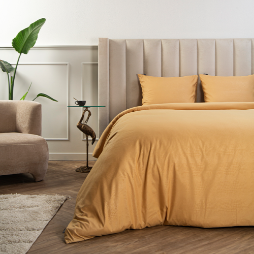 Fresh & Co Embossed Snake - Okergeel Lits-jumeaux (240 x 220 cm + 2 kussenslopen) Dekbedovertrek