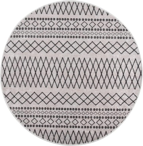 VidaXL Vloerkleed wasbaar anti-slip ø120 cm zwart en wit