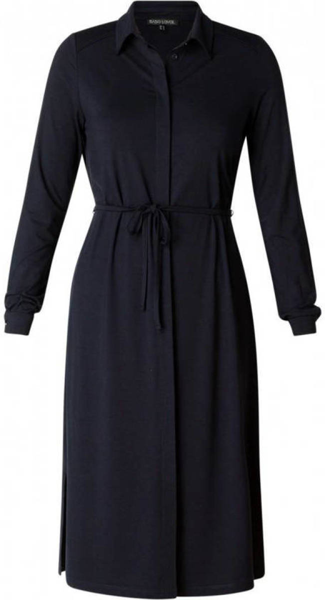 Base Level Curvy by Yesta doorknoopjurk Aylem met ceintuur donkerblauw