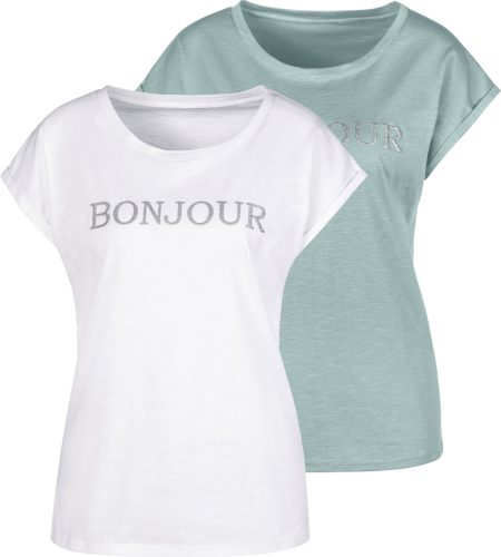 Vivance T-shirt met modieuze frontprint 'bonjour'