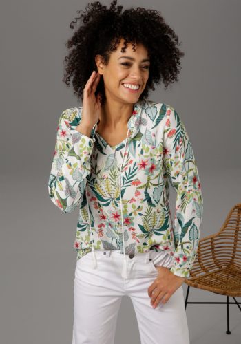 Aniston CASUAL Blouse zonder sluiting met bloemen en bladeren gedessineerd - nieuwe collectie