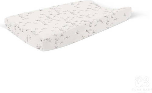 Yumi Baby aankleedkussenhoes Cranebrids 40x70 cm wit/lichtroze/zwart