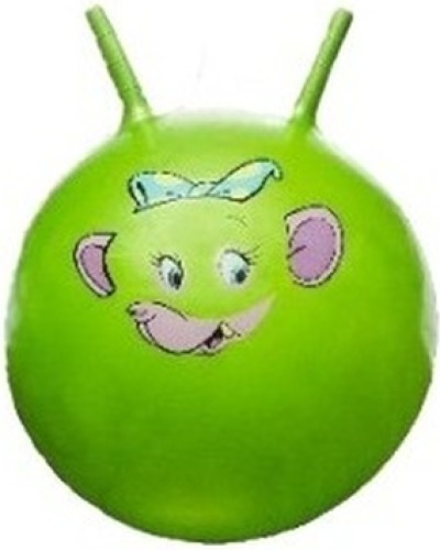 Merkloos Speelgoed skippybal met dieren gezicht groen 46 cm
