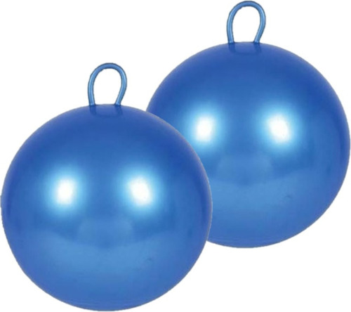 Merkloos 2x stuks blauwe skippybal 60 cm voor jongens/meisjes