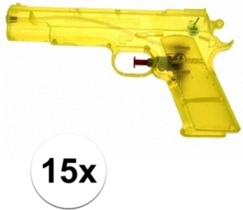 Merkloos 15 Stuks voordelige waterpistolen weggevertjes geel
