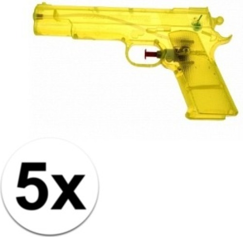Merkloos 5 Stuks voordelige waterpistolen weggevertjes geel
