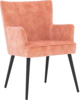 Goossens Eetkamerstoel Rob roze velvet stof met armleuning, urban industrieel