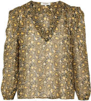 Morgan geweven top met paisleyprint en plooien zwart/geel/wit