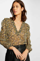 Morgan geweven top met paisleyprint en plooien zwart/geel/wit