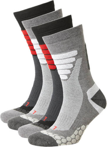 Xtreme wandelsokken - set van 4 zwart/rood