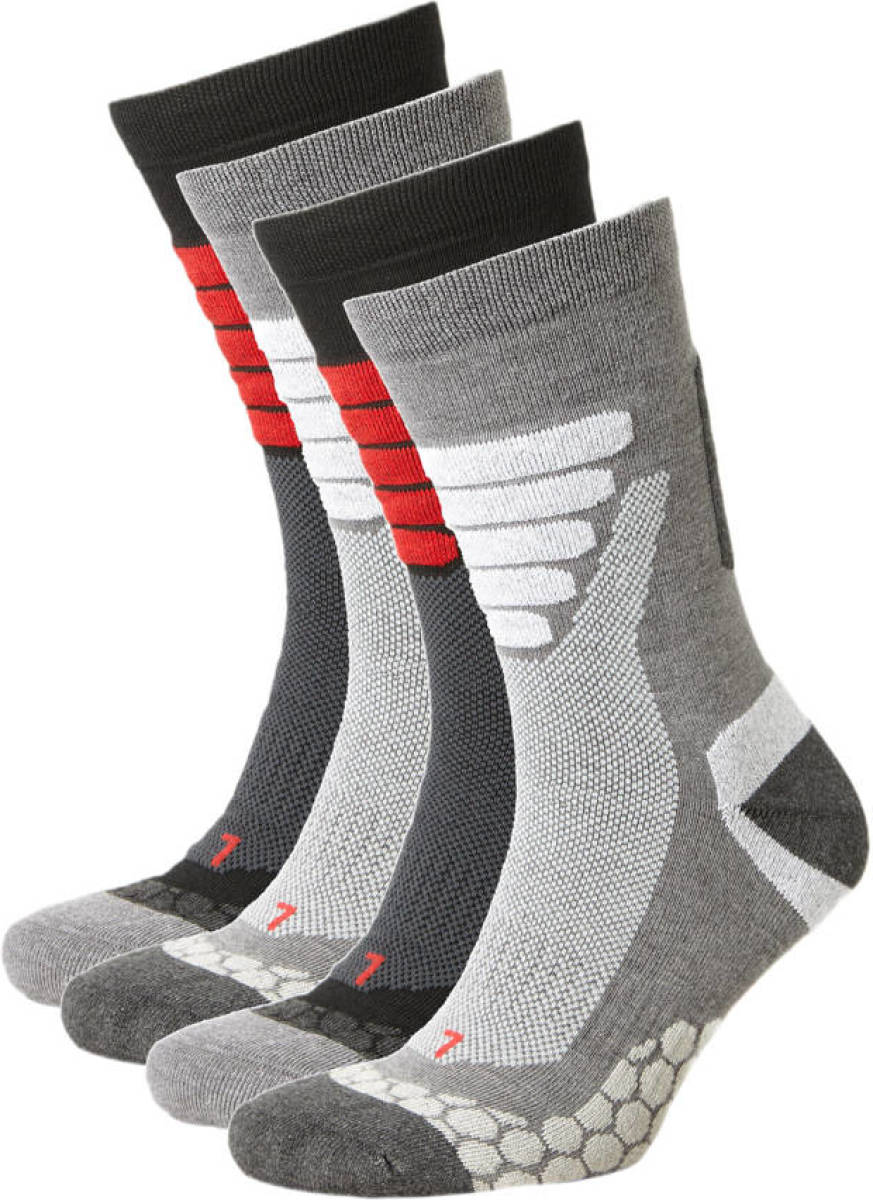 Xtreme wandelsokken - set van 4 zwart/rood