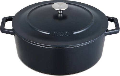 MOA Gietijzeren Braadpan 30 Cm - Rond - Ook Voor Inductie - Zwart - C30b