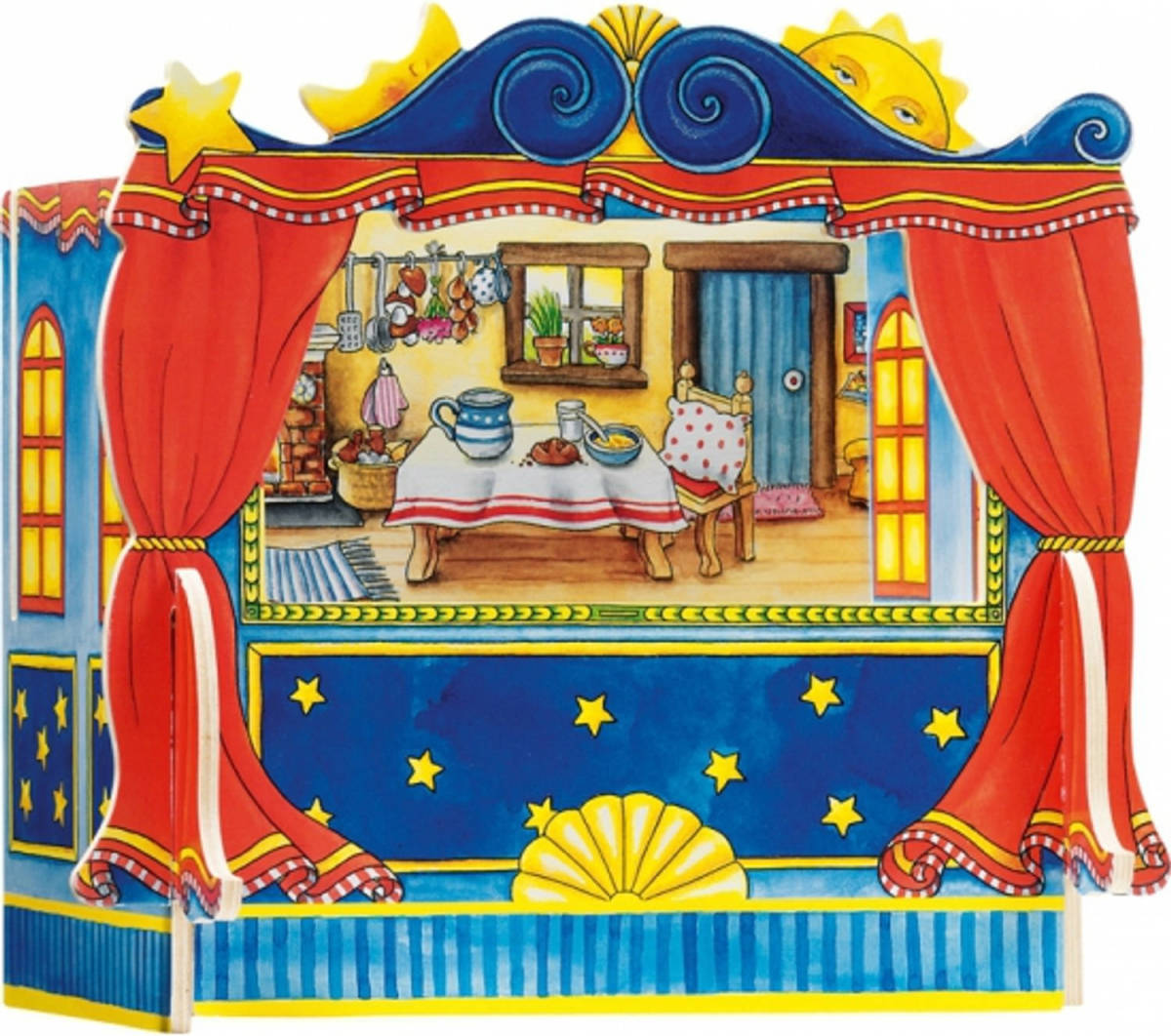 Goki Vingerpoppen Theater Met 5 Decors 28 X 20 X 25 cm
