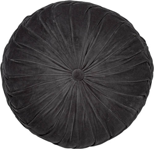 Dutch Decor Kaja - Sierkussen Rond Velvet Charcoal Grey 40 Cm