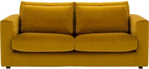 Goossens Bank Ravenia In Velours geel, stof, 2,5-zits, stijlvol landelijk