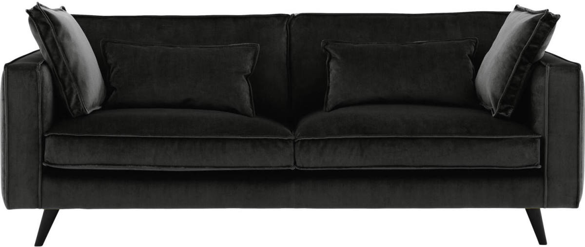 Goossens Bank Suite zwart, stof, 4-zits, elegant chic