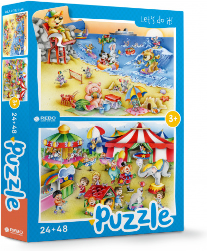 Rebo Productions legpuzzel Beach & Circus 24/48 stukjes 2 delig