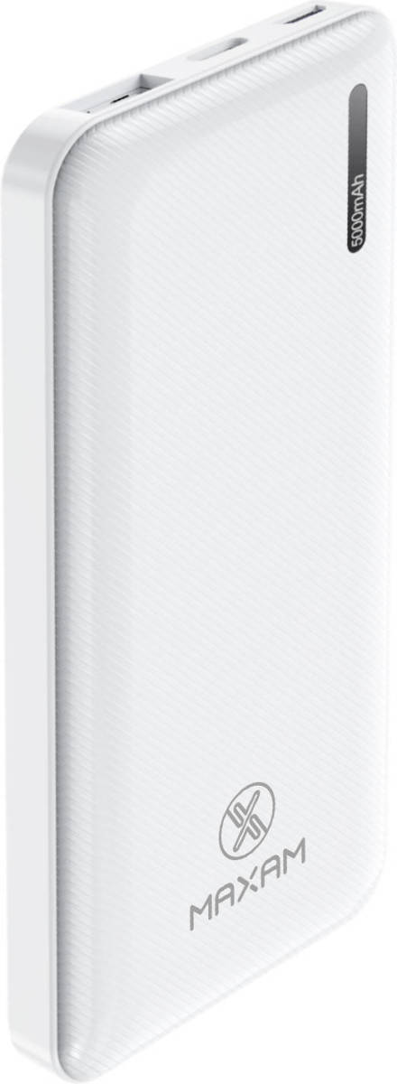 maxam Pb-2101 Powerbank Met Micro Usb Oplaad Kabel - 5.000 Mah - Wit