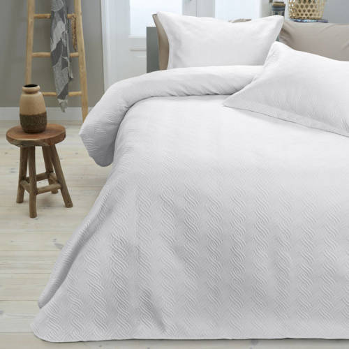 Sleeptime Wave Bedsprei - 260x250 Cm - Wit